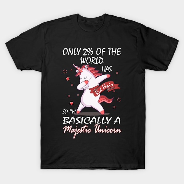 Red Hair Unicorn Percent Rare T-Shirt by QQdesigns